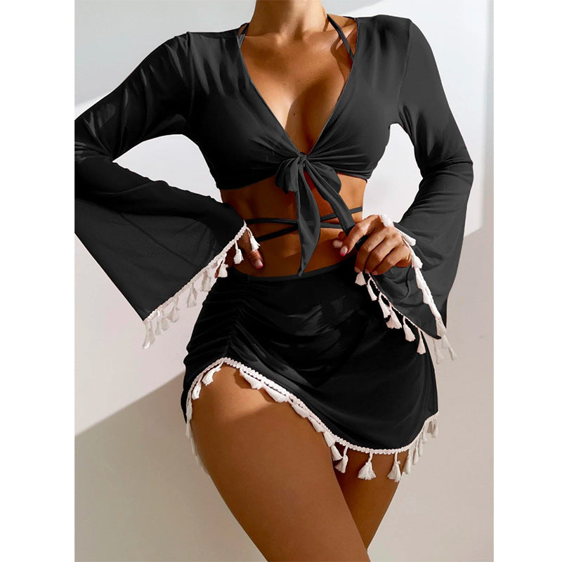 Vaelum Tassel Four-Piece Bikini Set