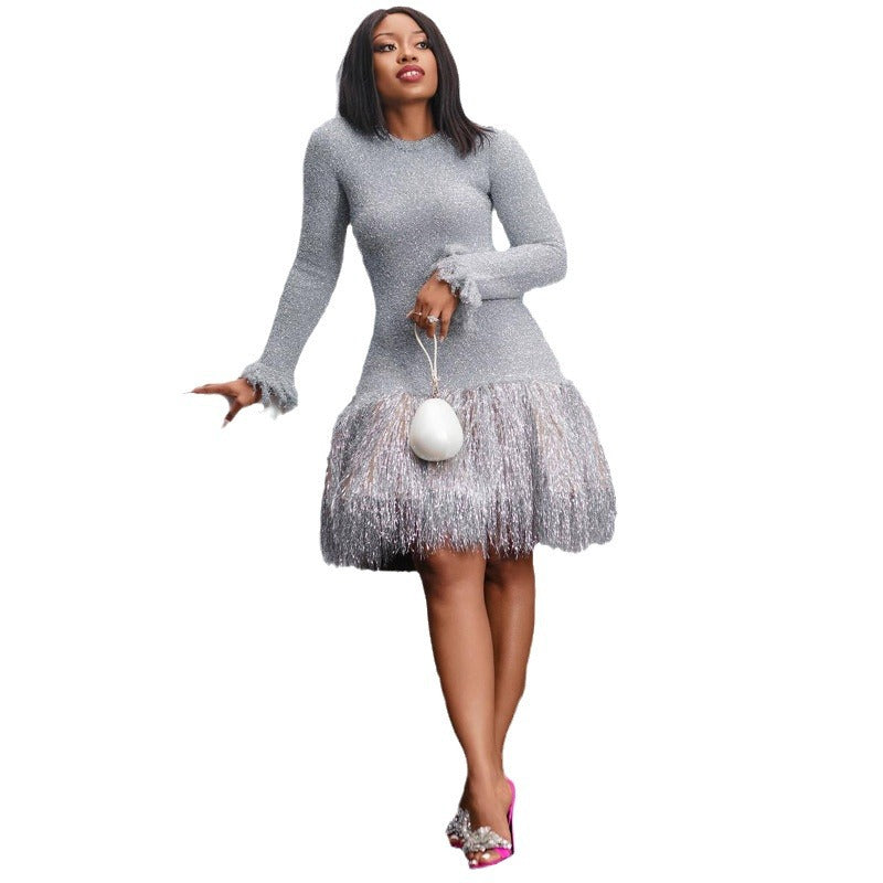 Vaelum Silver Tassel Mini Dress