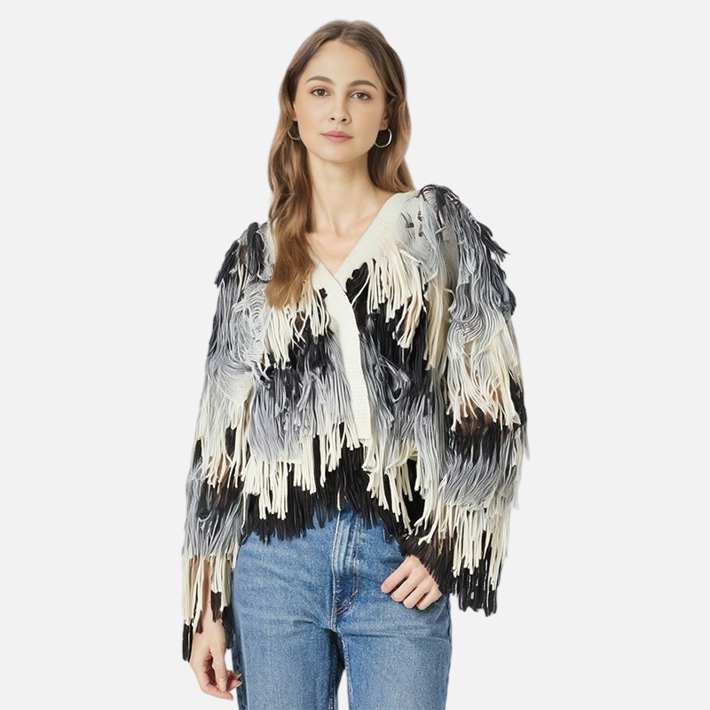 Vaelum Gradient Wool-Blend Cape Cardigan
