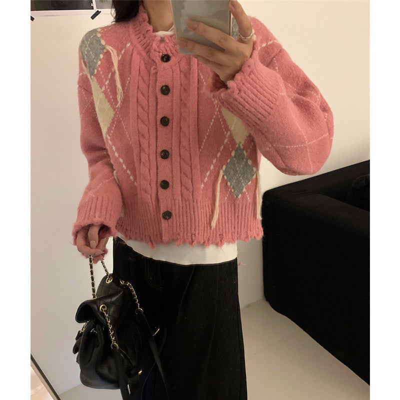 Vaelum Tassel Diamond-Knit Cardigan