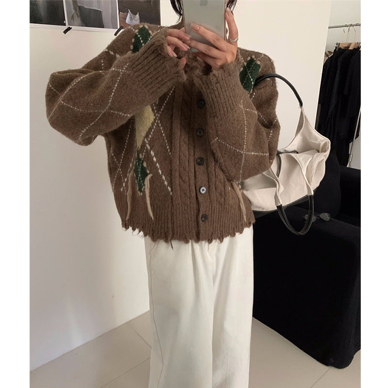 Vaelum Tassel Diamond-Knit Cardigan
