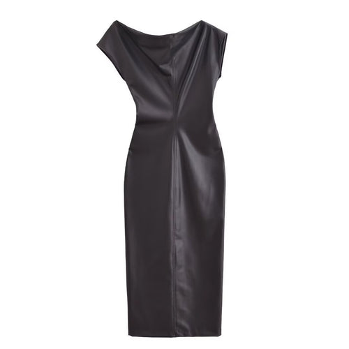 Vaelum Asymmetric Faux-Leather Dress