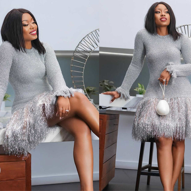 Vaelum Silver Tassel Mini Dress